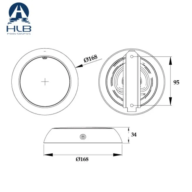 drawing of Led Color Changing Pool Wall Light